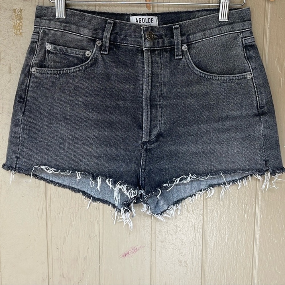 AGOLDE Women's Black Denim Shorts - Picture 1 of 10